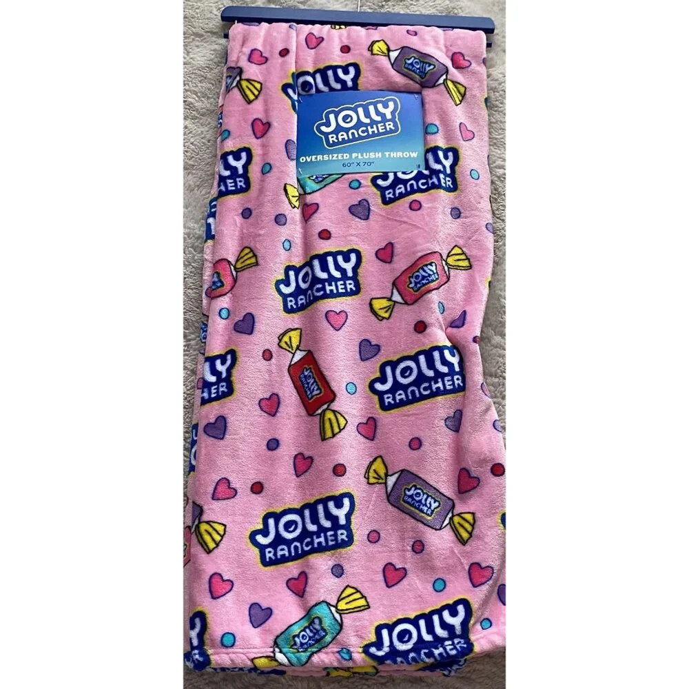 Jolly Rancher Hard Candy Oversized Soft Plush Throw Blanket‎ 60” X 70” Pink NEW